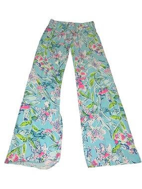 Lilly Pulitzer Floral Wide-Leg Pants - Light Blue